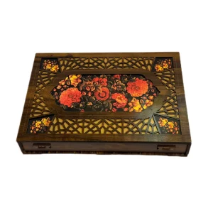 جعبه مستطیل طرح گل و مرغ